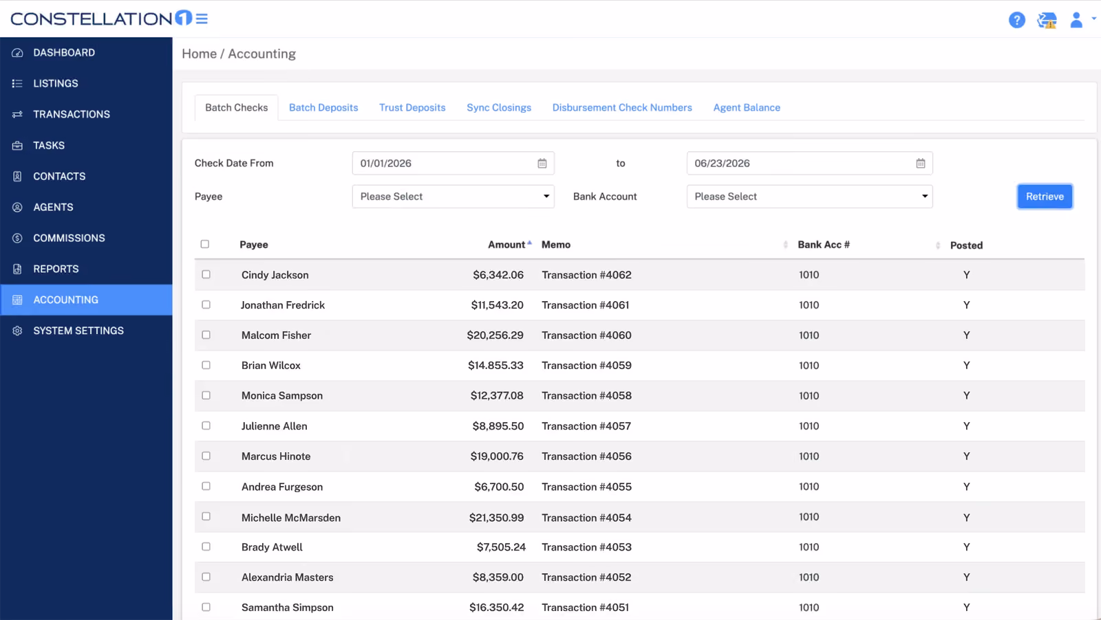 Payment management workflow in Constellation1 Commissions
