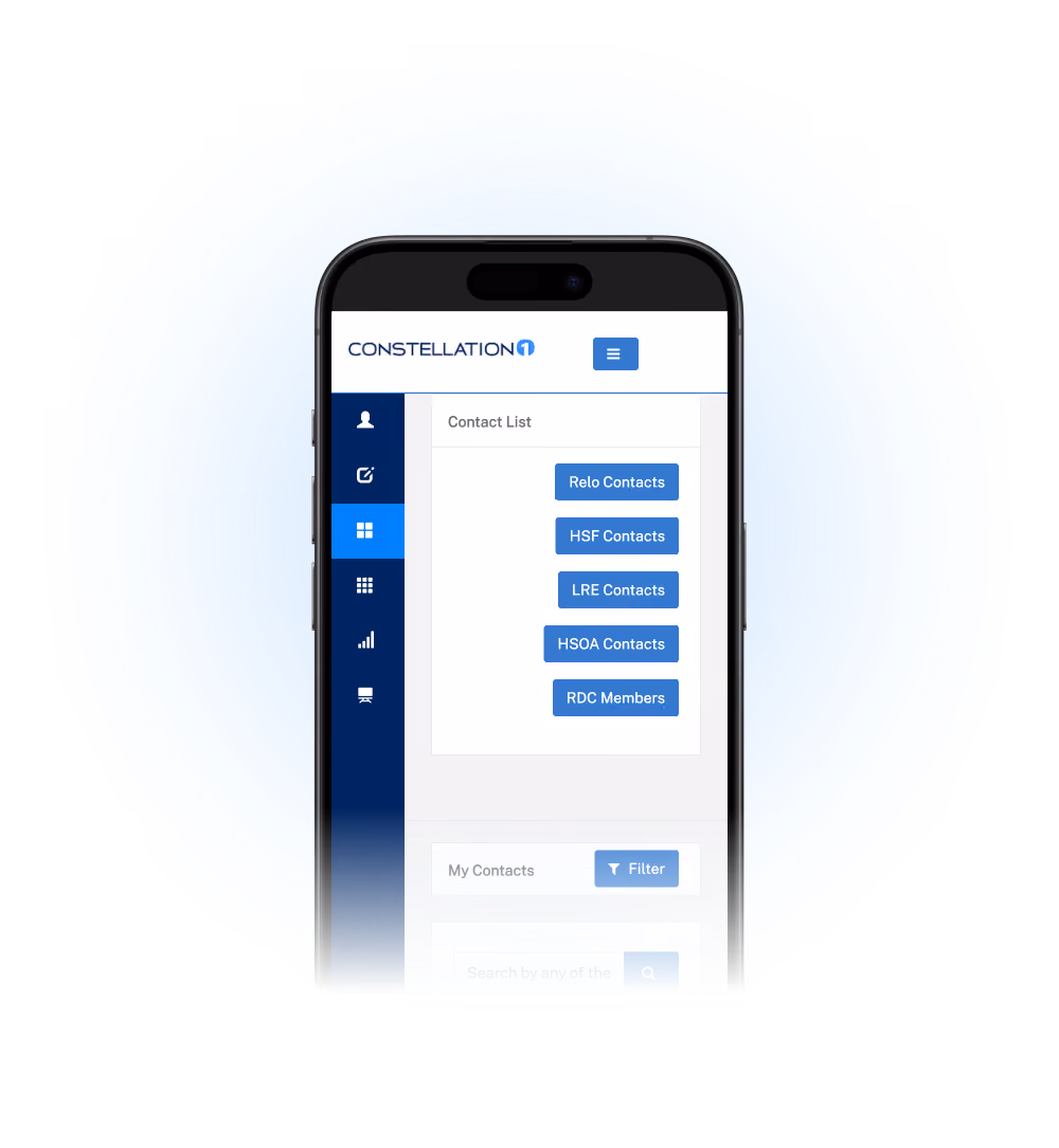 Relocation platform contacts view on mobile