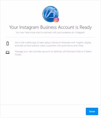Instagram account is ready