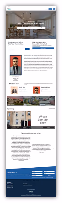 Agent website template showing a broker profile section.