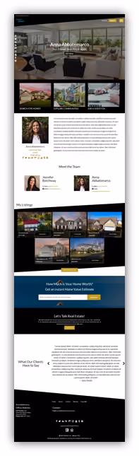 Agent website template with a large listing search hero.