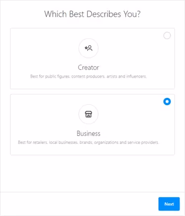 Instagram business type