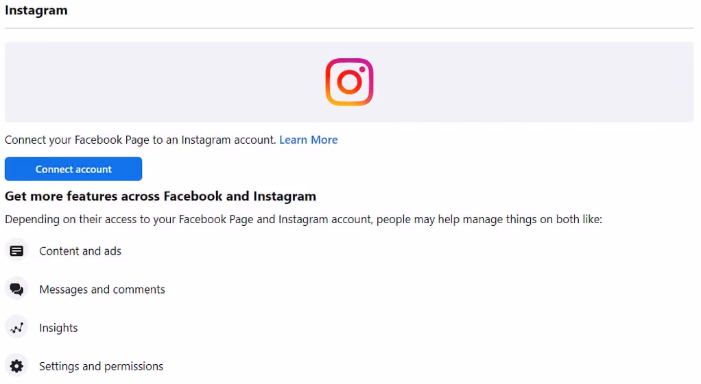 Connect Facebook and Instagram accounts