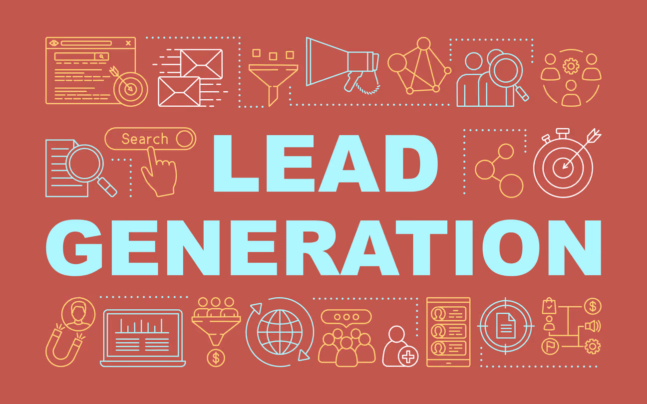Lead generation word concepts banner. Digital marketing benefit. List building. Presentation, website. Isolated lettering typography idea with linear icons. Vector outline illustration