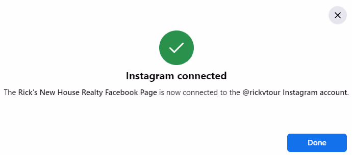 Instagram account connected