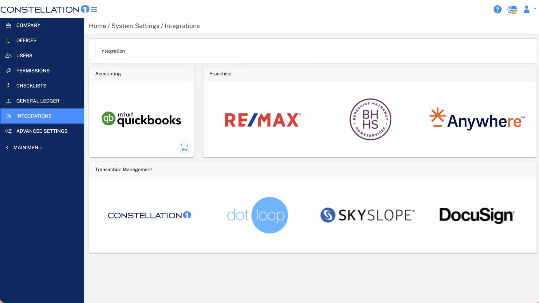 Constellation1 Commissions integrations with accounting, franchise, and transaction platforms