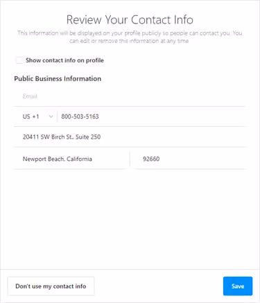 Review Instagram contact information
