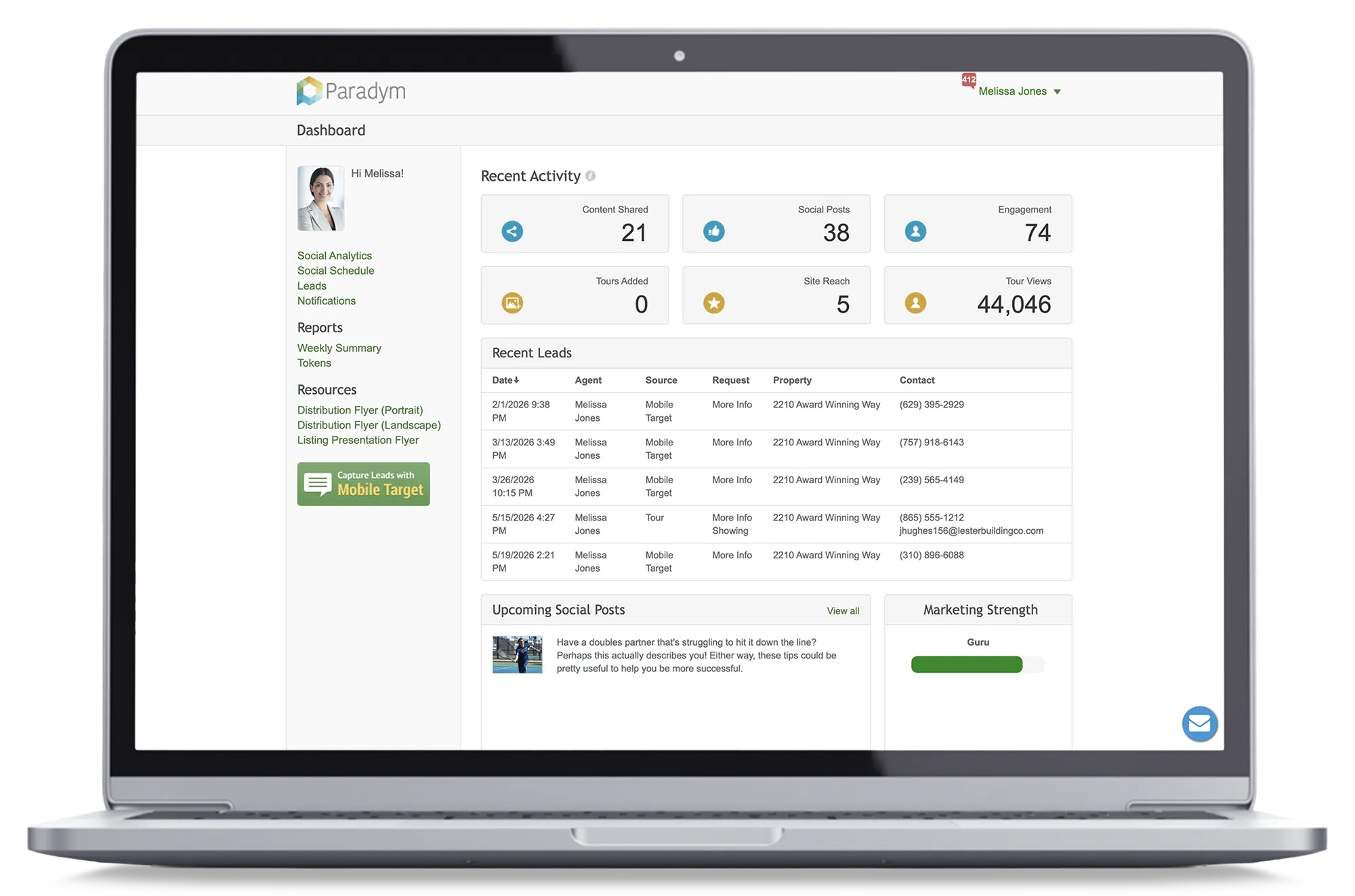 Paradym dashboard shown on a laptop